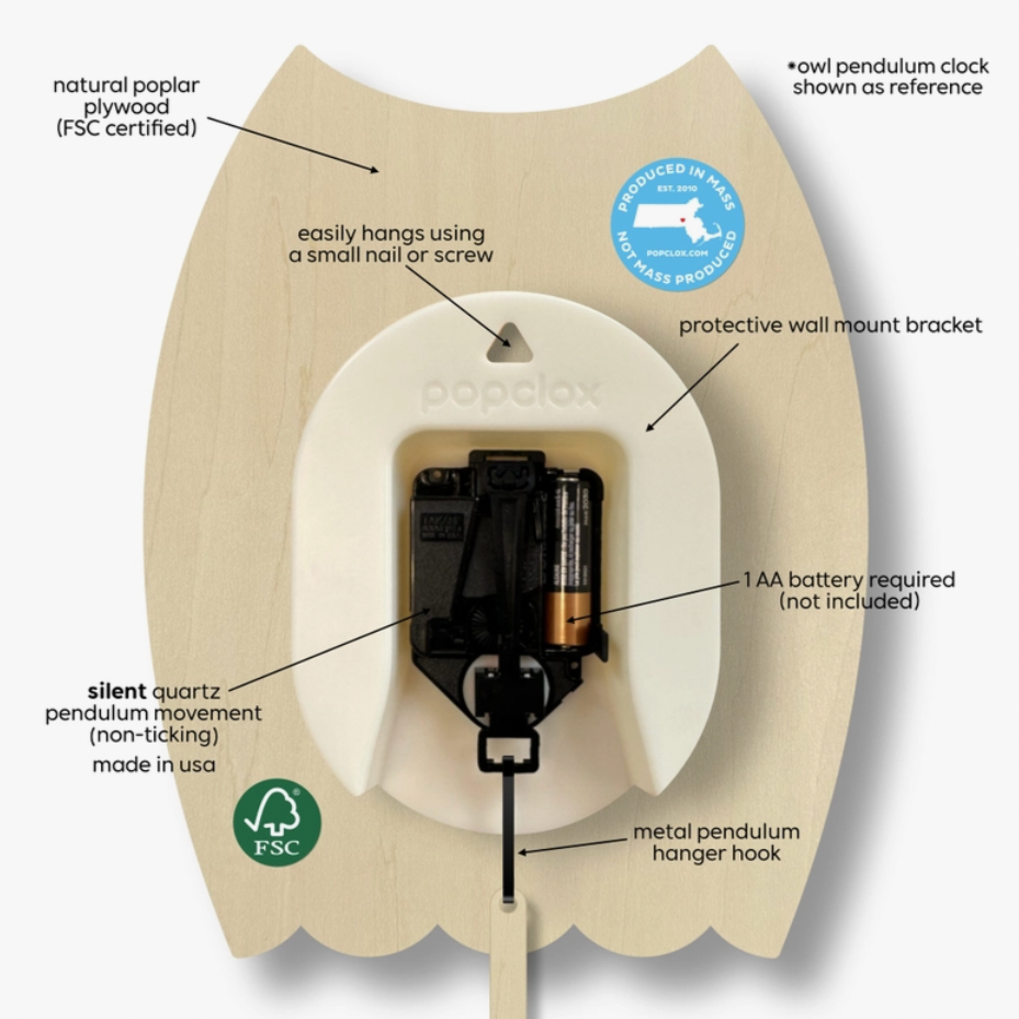 Hedgehog Pendulum Clock -wood