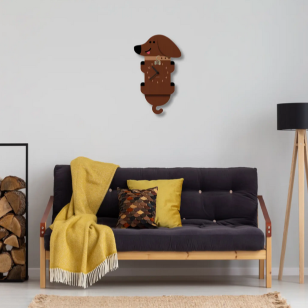 Wiener Dog Pendulum Clock -wood