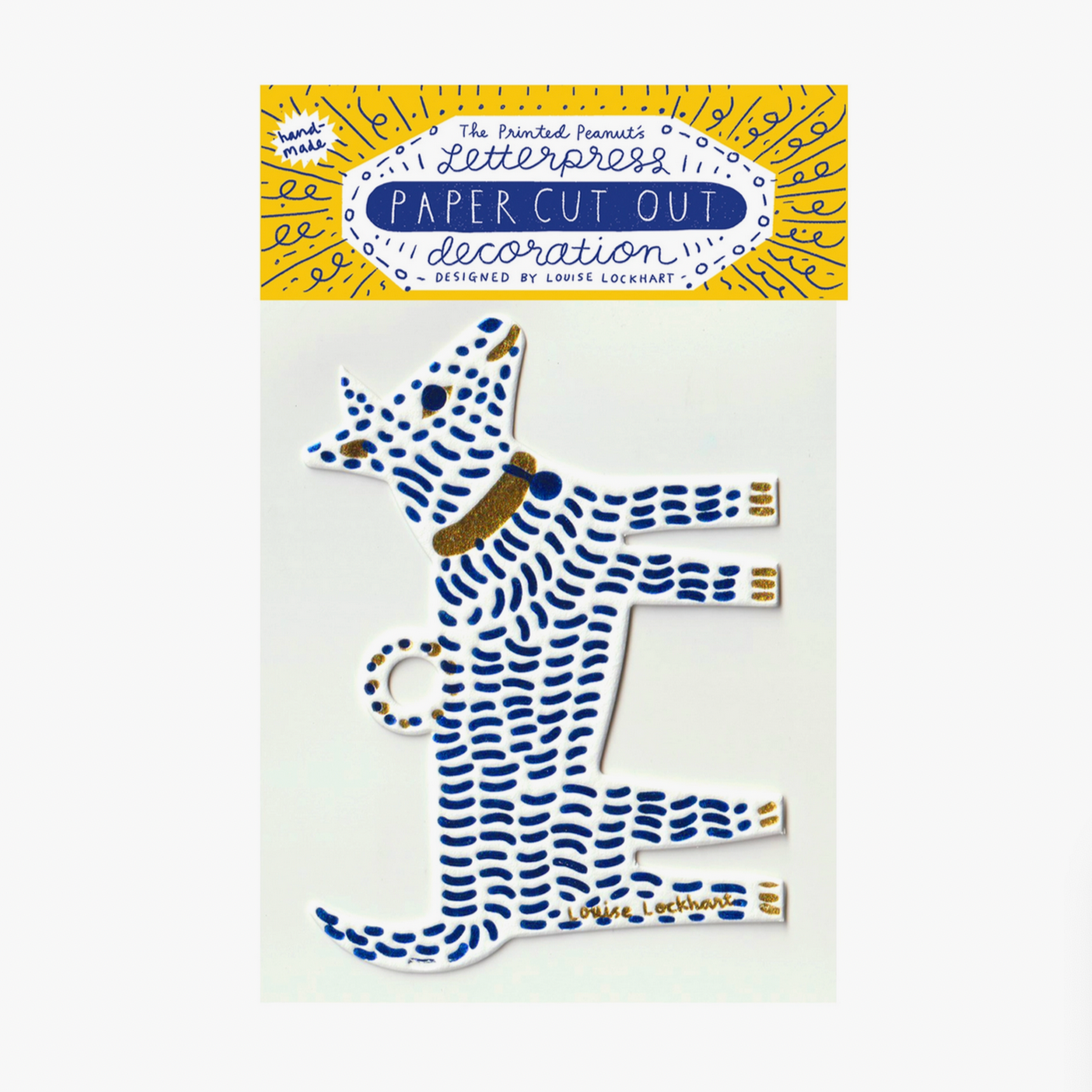 Dog Letterpress Die Cut Decoration -Louise Lockhart Letterpress Die Cut
