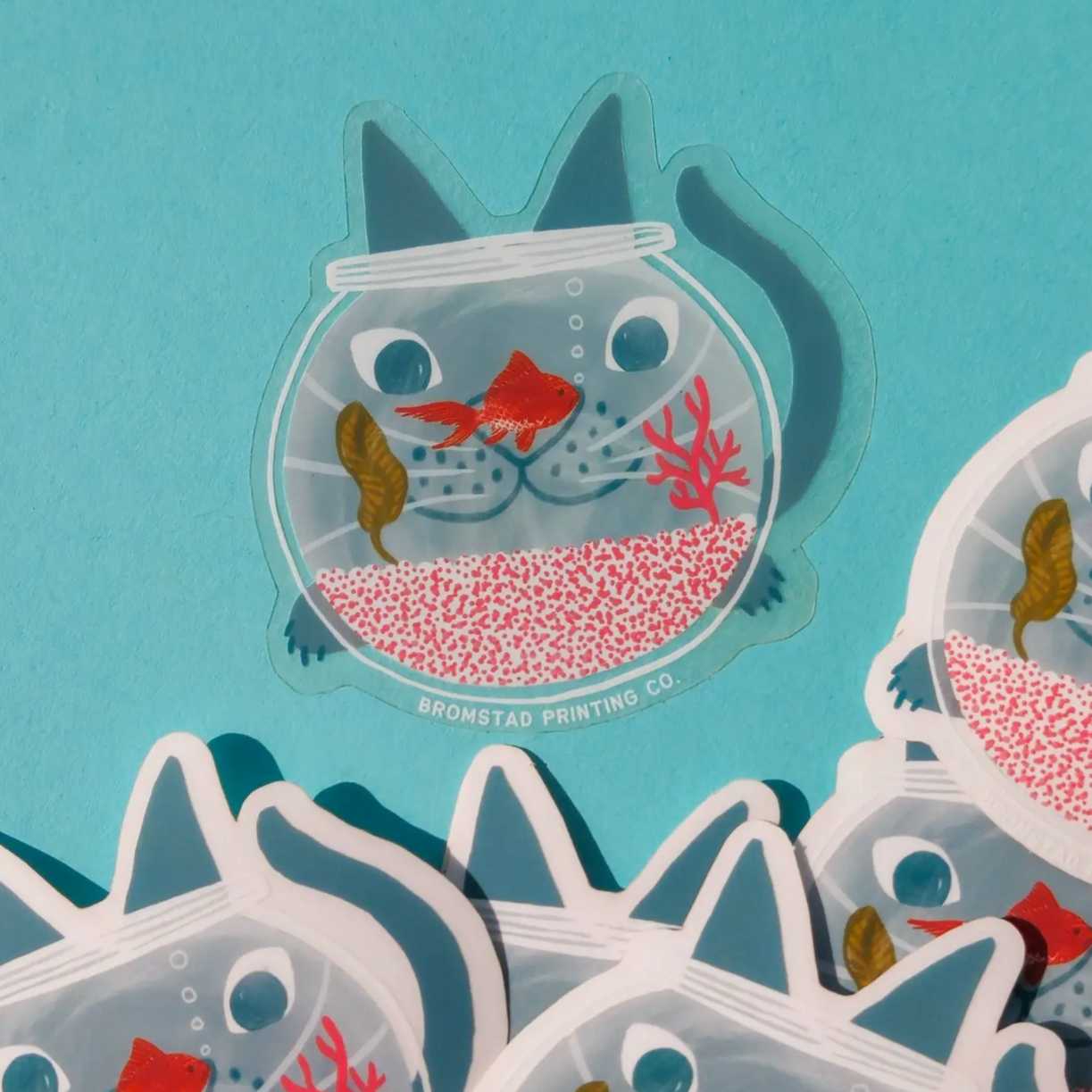 Fishbowl Cat Clear Sticker