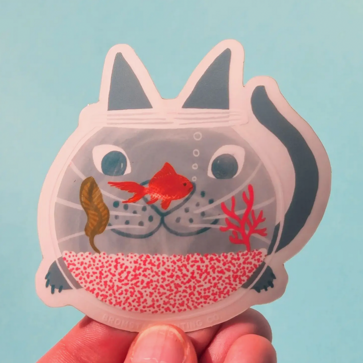 Fishbowl Cat Clear Sticker