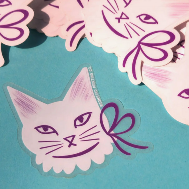 Ribbon Cat Clear Sticker