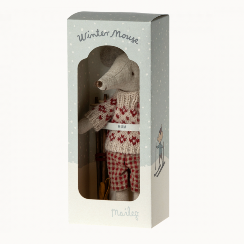 Winter Mouse with Ski Set -Mum