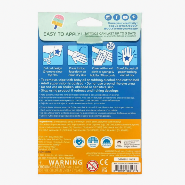 Mini Tattoo Palooza Temporary Tats X Suzy Ultman- Ice Cream Party