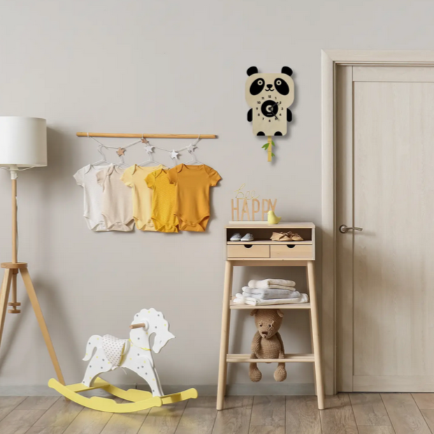 Panda Pendulum Clock -wood