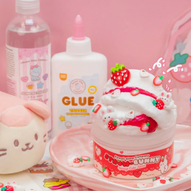 Straw-Bunny Sponge Cake Cloud Slime