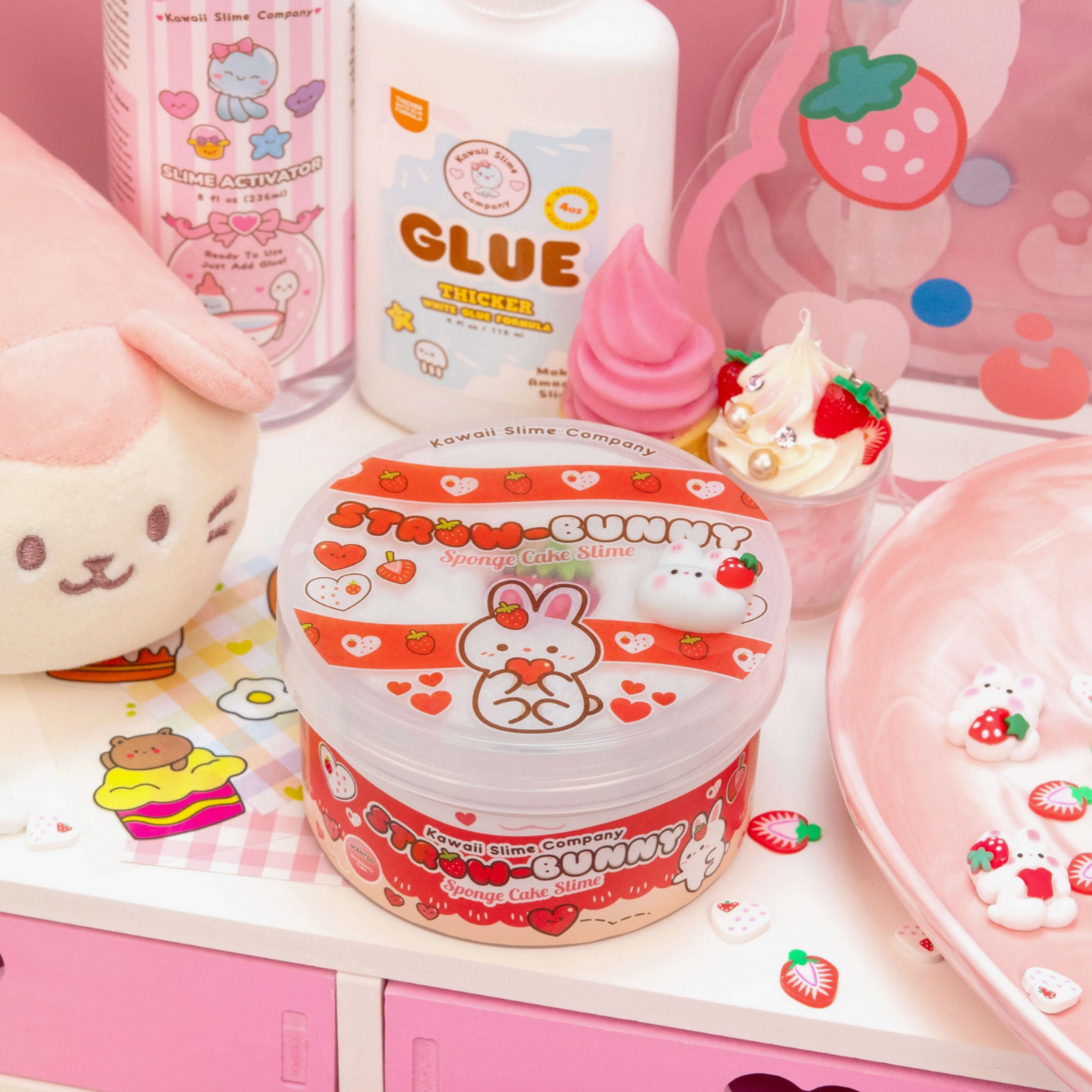 Straw-Bunny Sponge Cake Cloud Slime