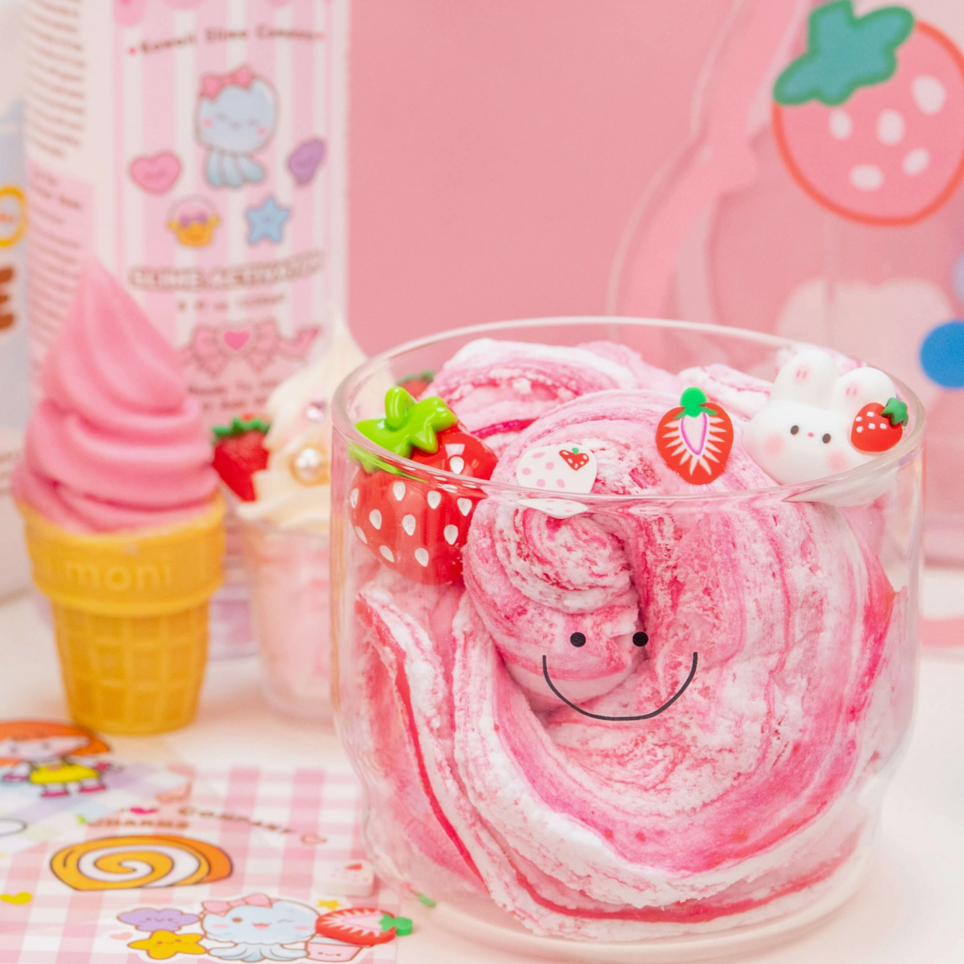 Straw-Bunny Sponge Cake Cloud Slime