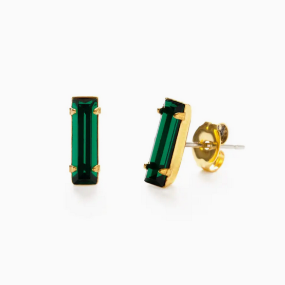 Baguette Stud Earring -emerald