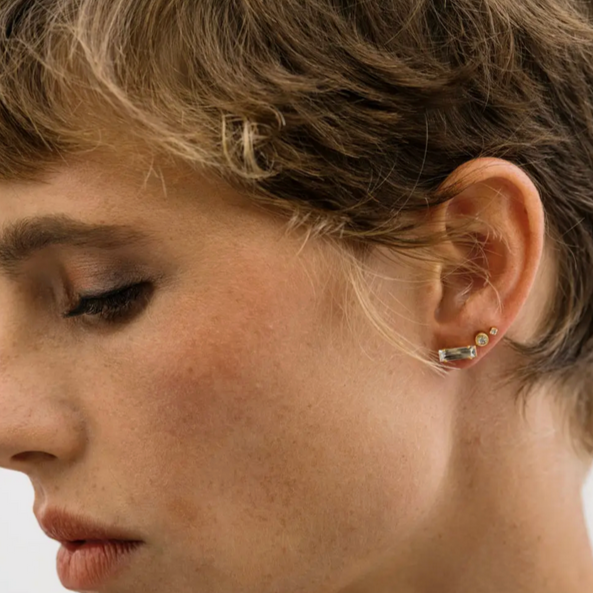Baguette Stud Earring -emerald