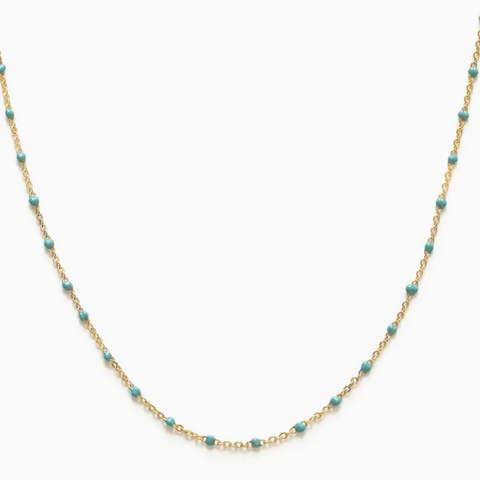 Enamel Beaded Chain Necklace - tq