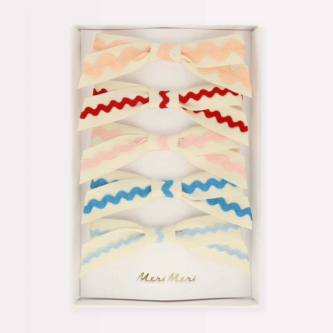 Ric Rac Bow Hair Clips (5pk)