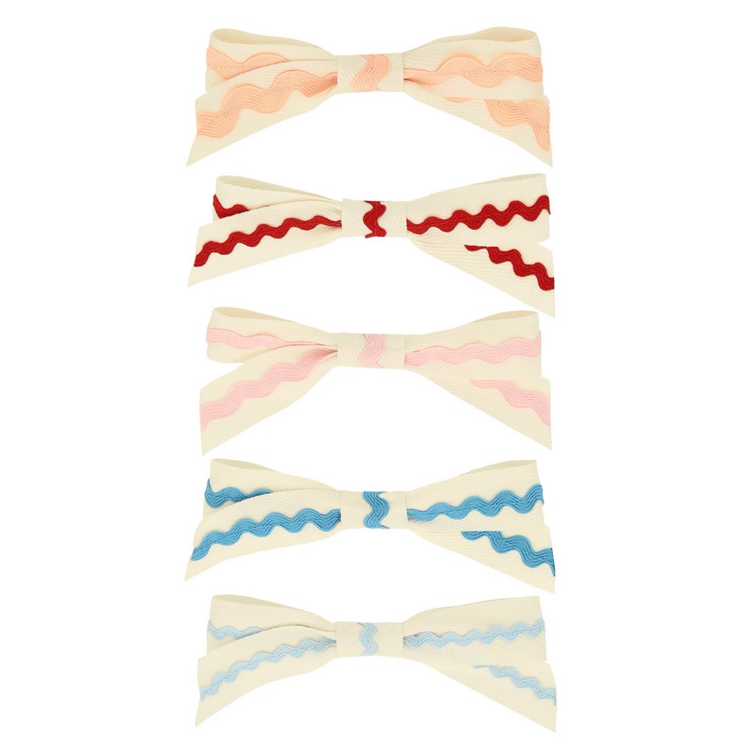 Ric Rac Bow Hair Clips (5pk)