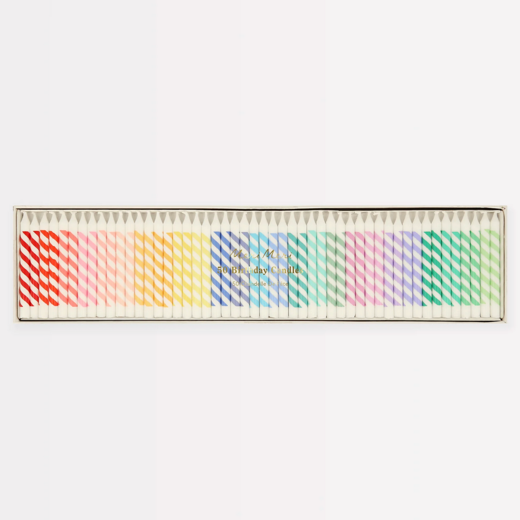 Rainbow Striped Mini Candles (50pk)