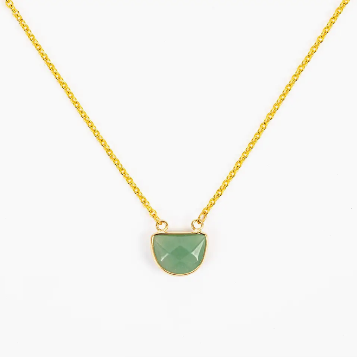 Large Faceted Stone Pendant Necklace -aventurine