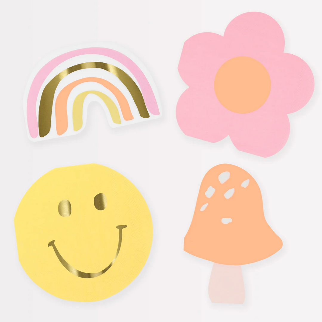 Happy Face Icons Diecut Napkins (16pk)