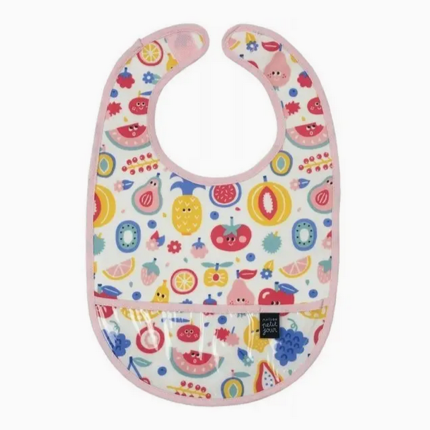Coated Cotton Bib -tootti frutti pink 6m+