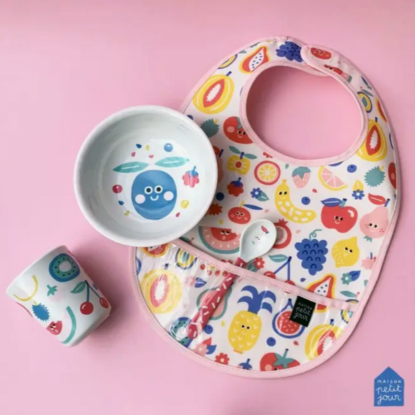 Coated Cotton Bib -tootti frutti pink 6m+