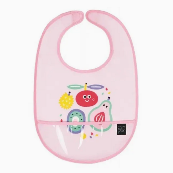 Coated Cotton Bib -fruit blue 6m+