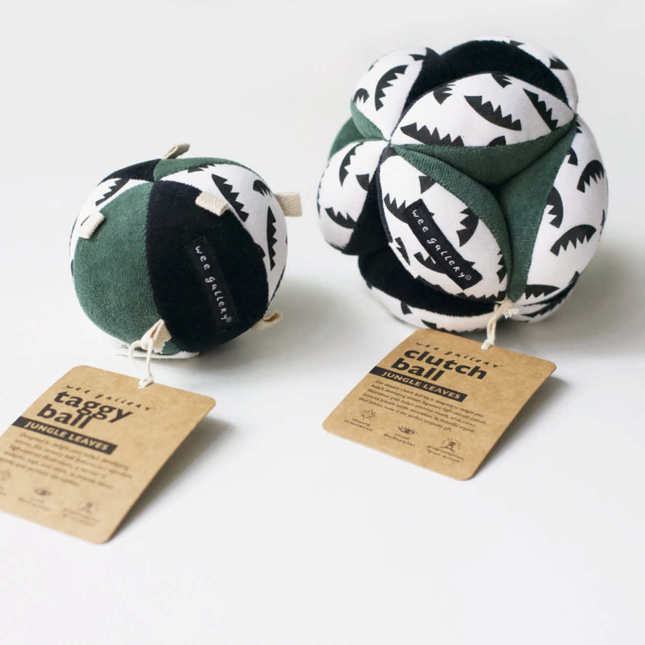 Organic Taggy Ball with Rattle - Jungle Leaves