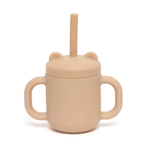 Silicone Straw Cup with Handles - honey
