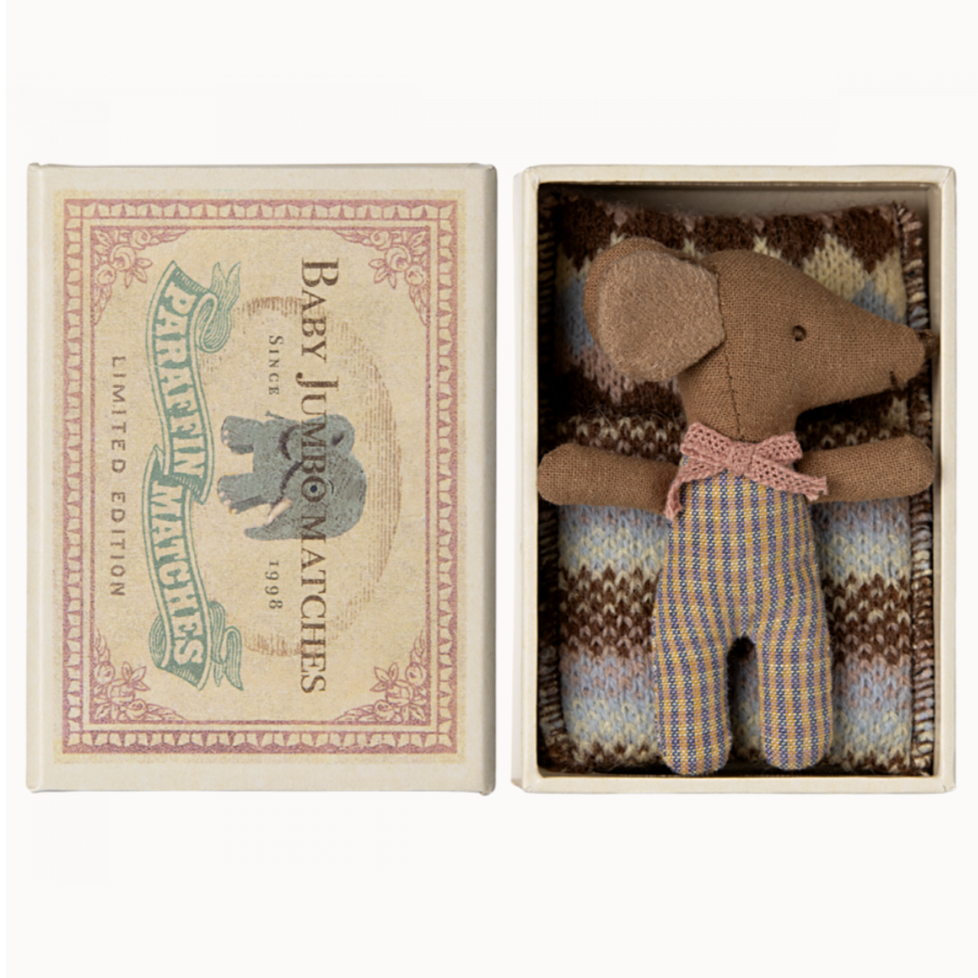 Sleepy/Wakey Baby Mouse in Matchbox - rose