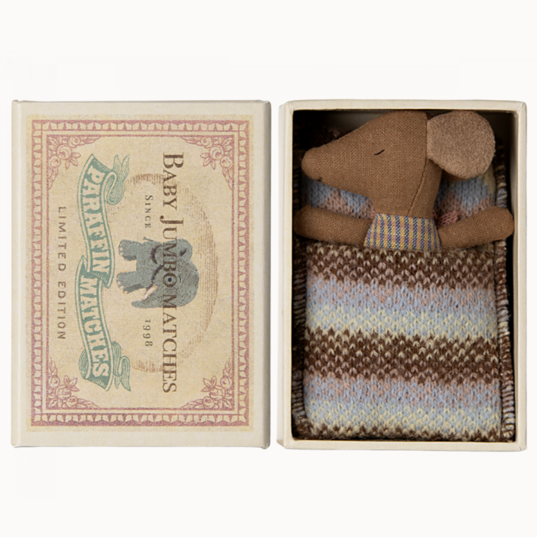 Sleepy/Wakey Baby Mouse in Matchbox - rose