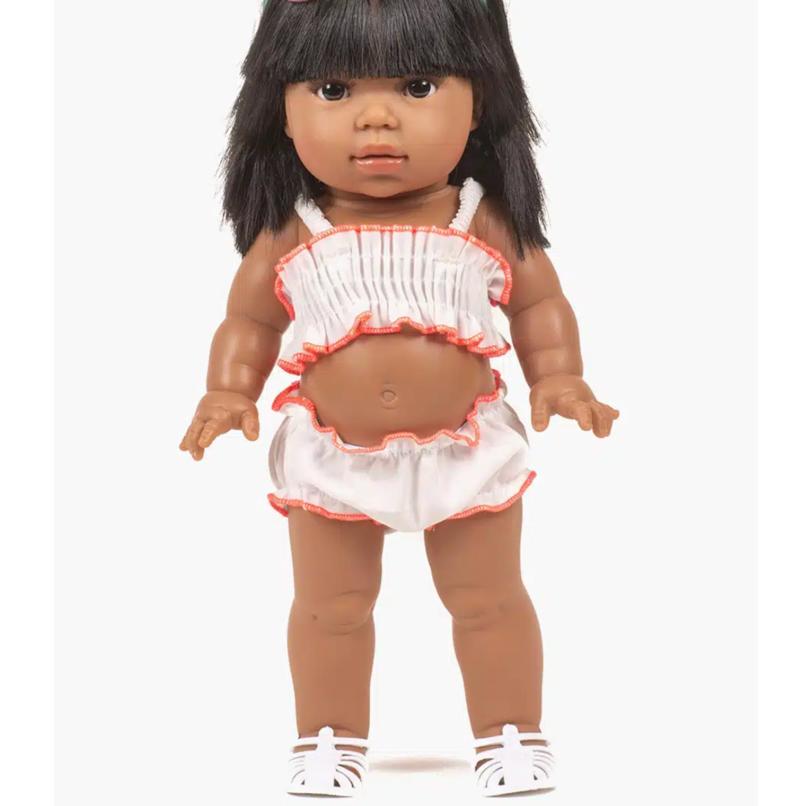 Retro 2-piece white swimsuit with pouch -34cm