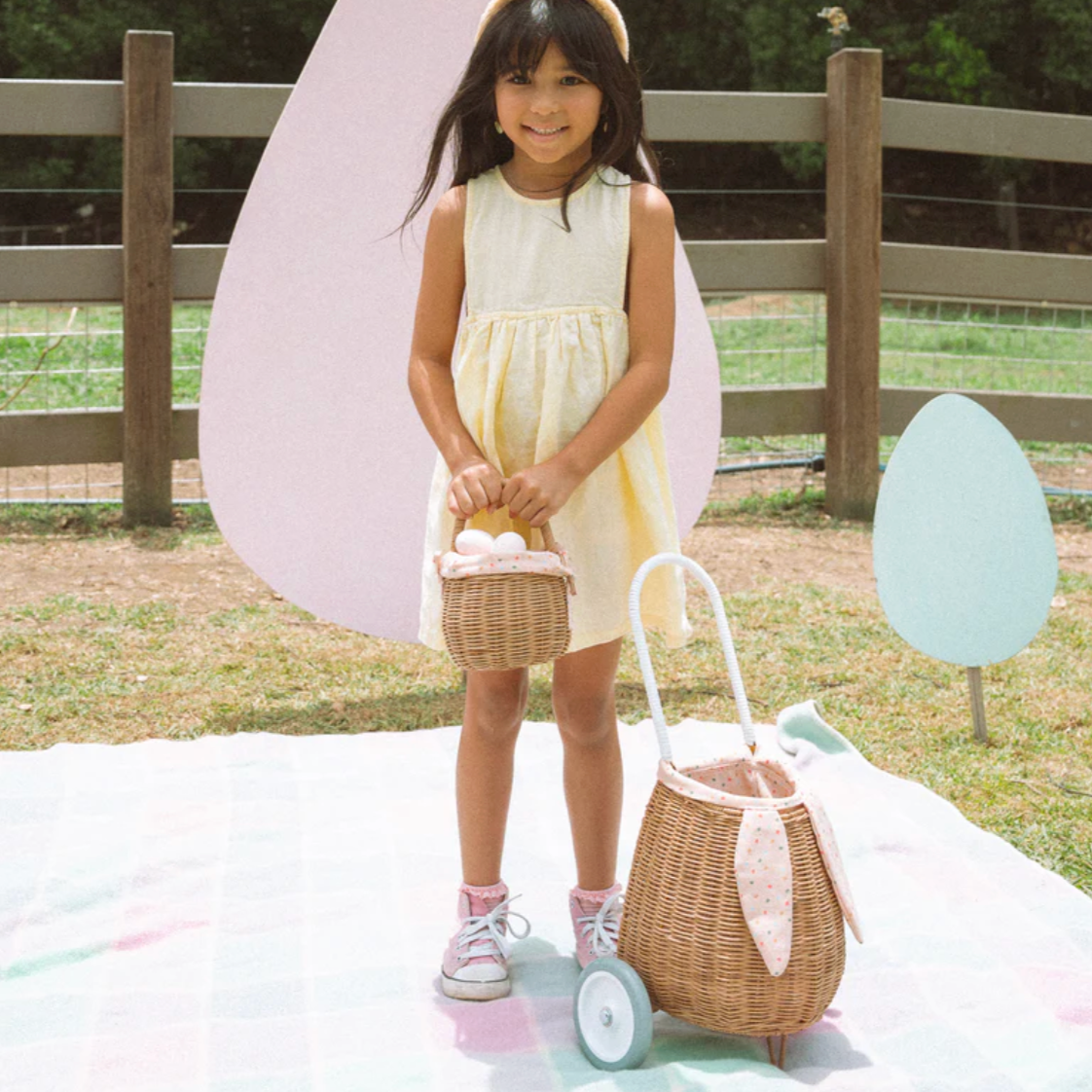 Rattan Bunny Luggy with Lining
