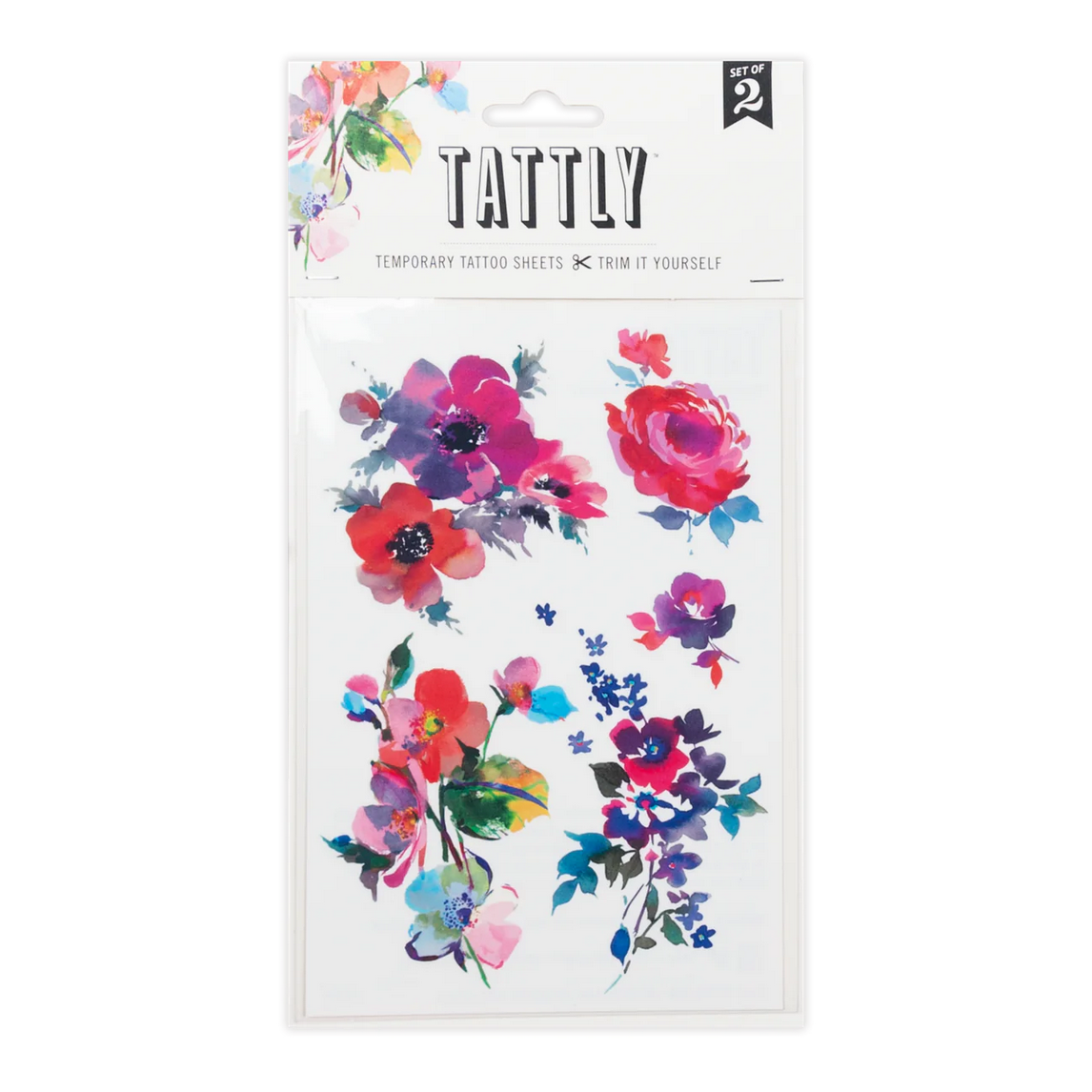 Watercolor Florals Tattoo Sheet