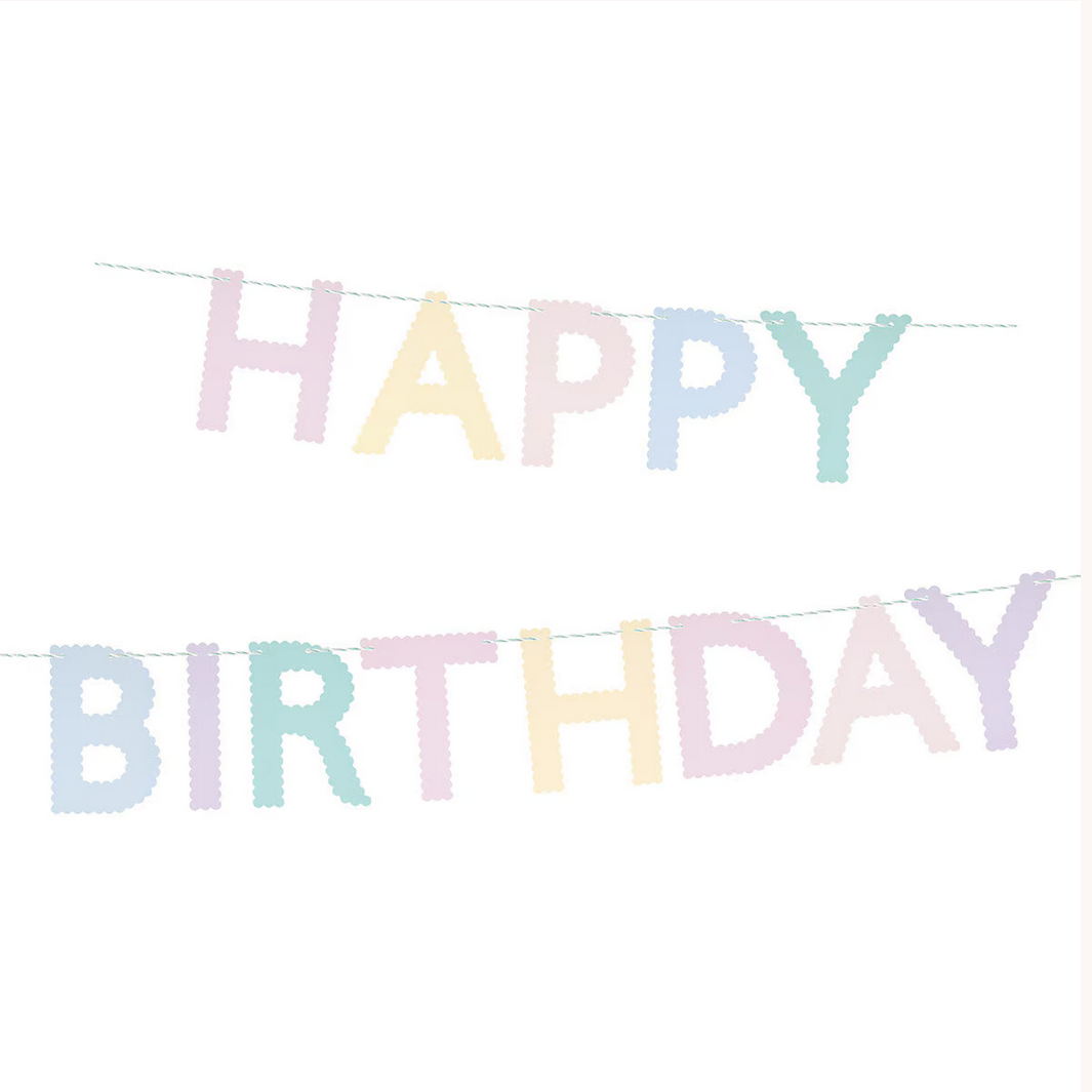 Scallop Pastel Happy Birthday Garland