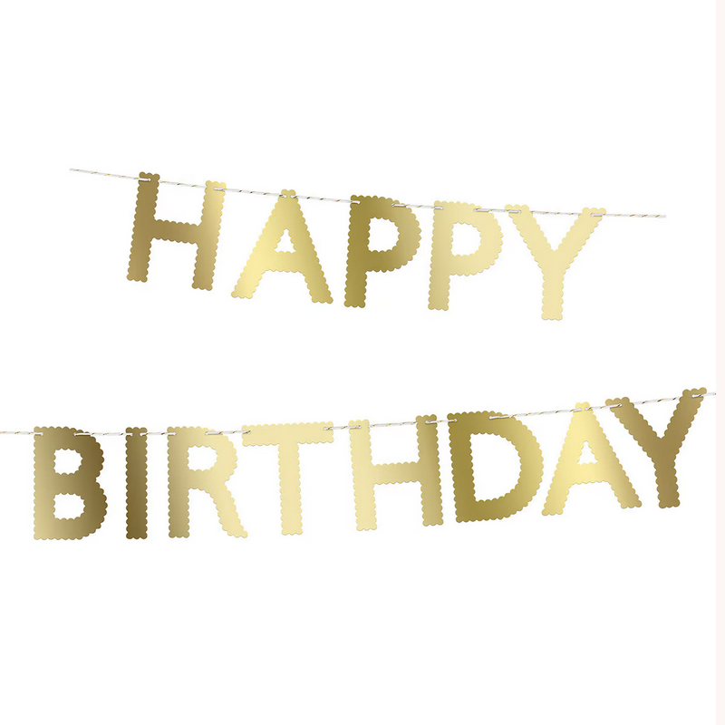Gold Scallop Happy Birthday Garland
