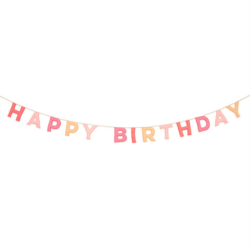 Pink Happy Birthday Felt Garland