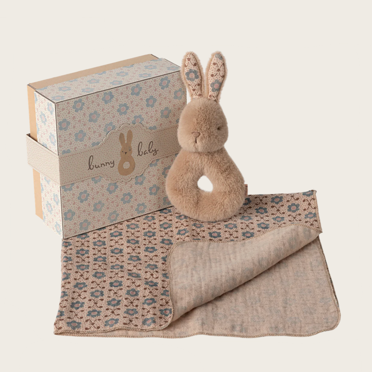 Rabbit rattle set - Cream Peach