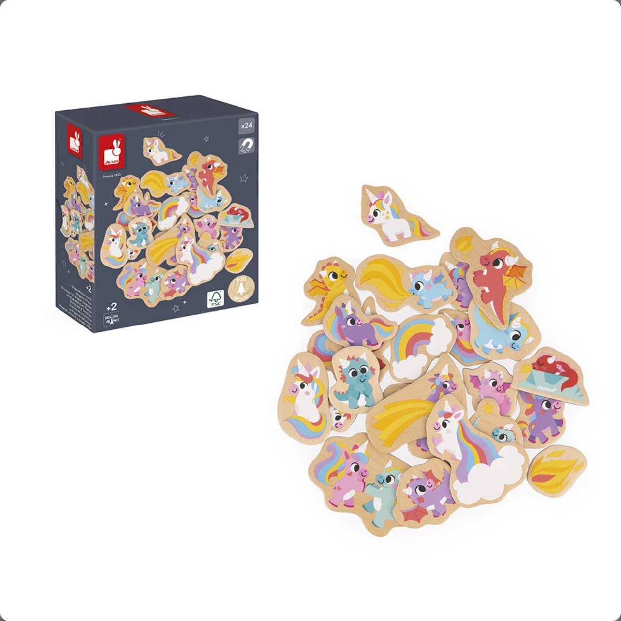 Unicorns and Dragons magnets 24pcs