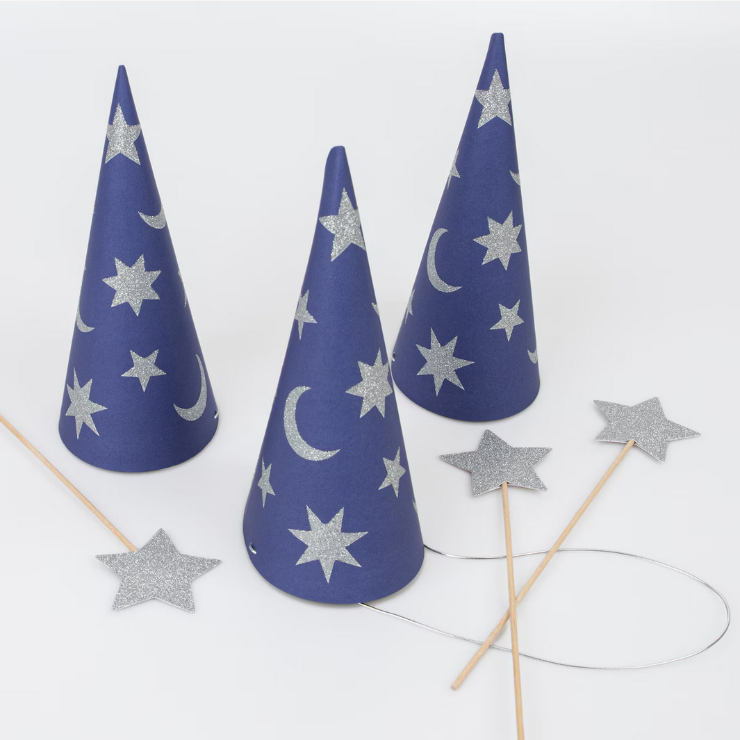 Wizard Party Hats & Wands (x6)