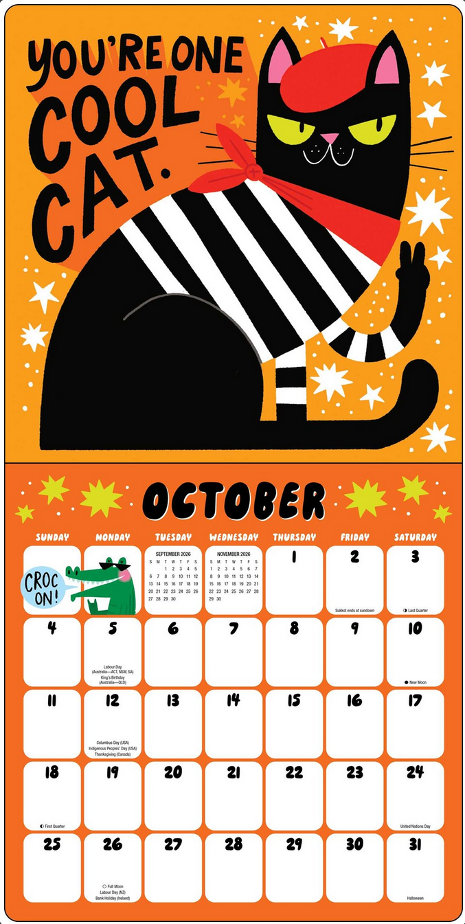 Hello!Lucky All in Good Pun 2026 Wall Calendar