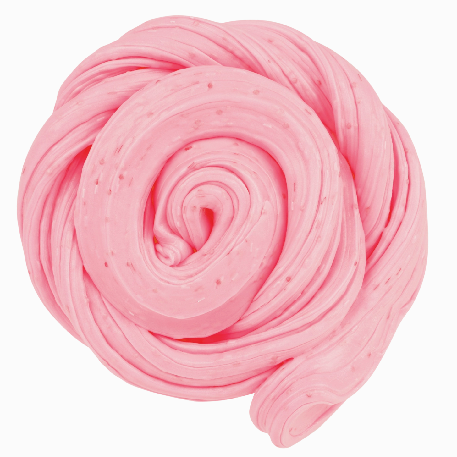Pink putty in a twisted shape on a white background