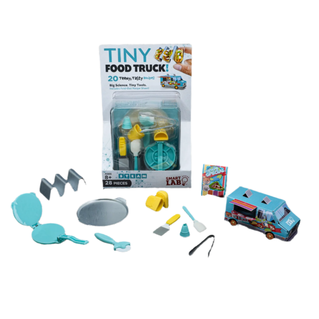 Toy food truck set with packaging on a white background
