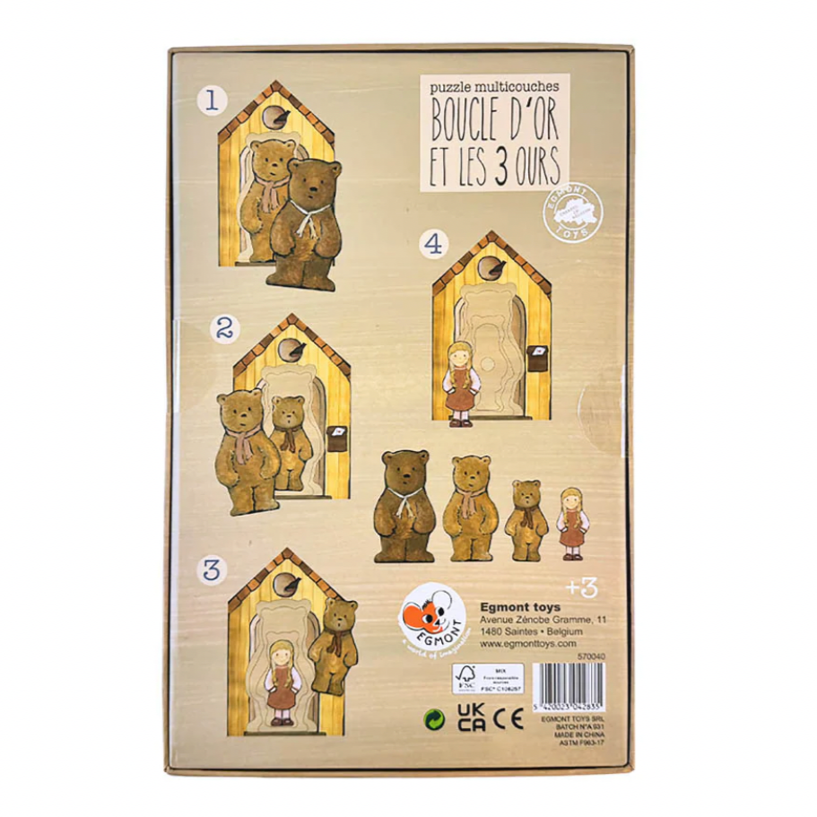 Egmont Toys wooden puzzle packaging with teddy bears and houses