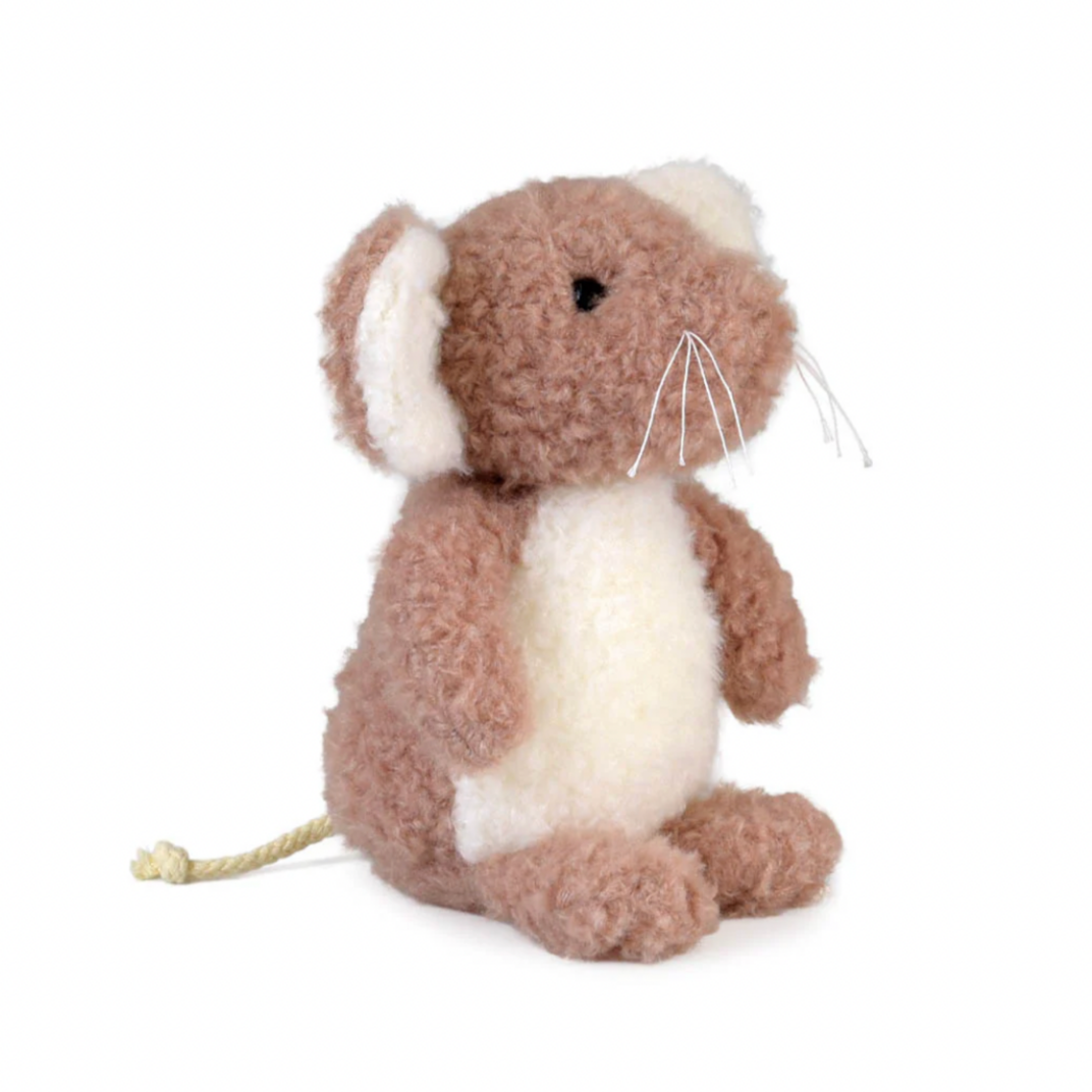 Plush mouse toy on a white background