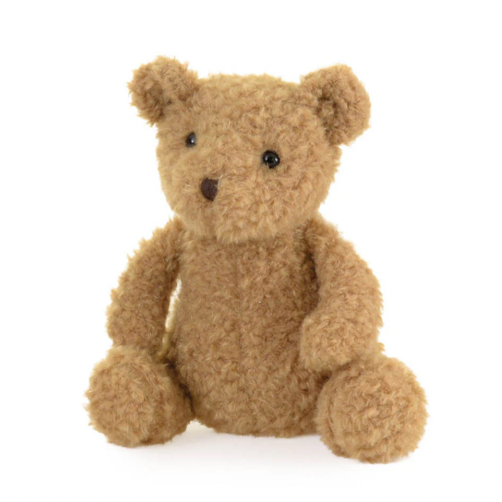 Brown teddy bear on a white background