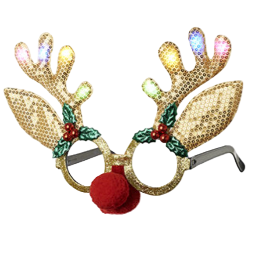 Lit Reindeer or Christmas Tree Glasses