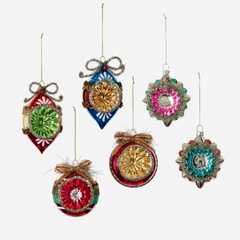 Set of colorful decorative ornaments on a white background