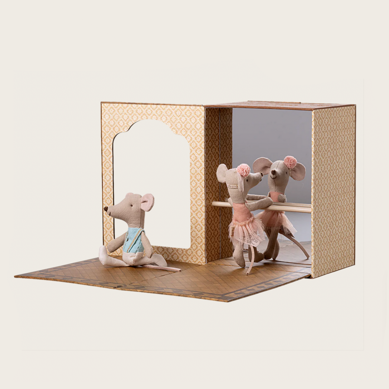 Ballet mice in a dance studio display on a website page