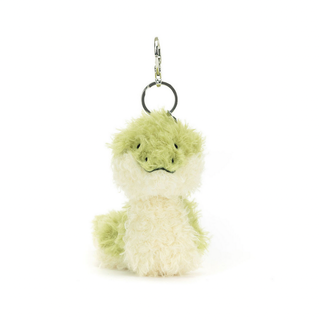 Plush dragon toy keychain on a white background