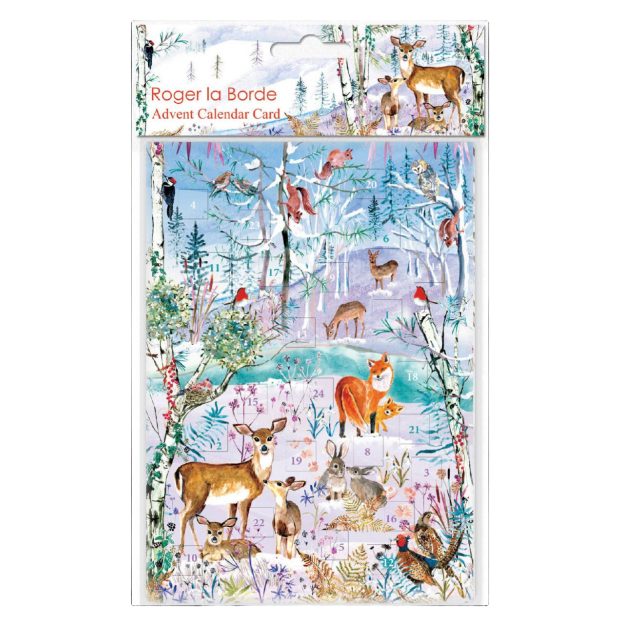 Advent calendar cover with festive illustrations on a computer screen