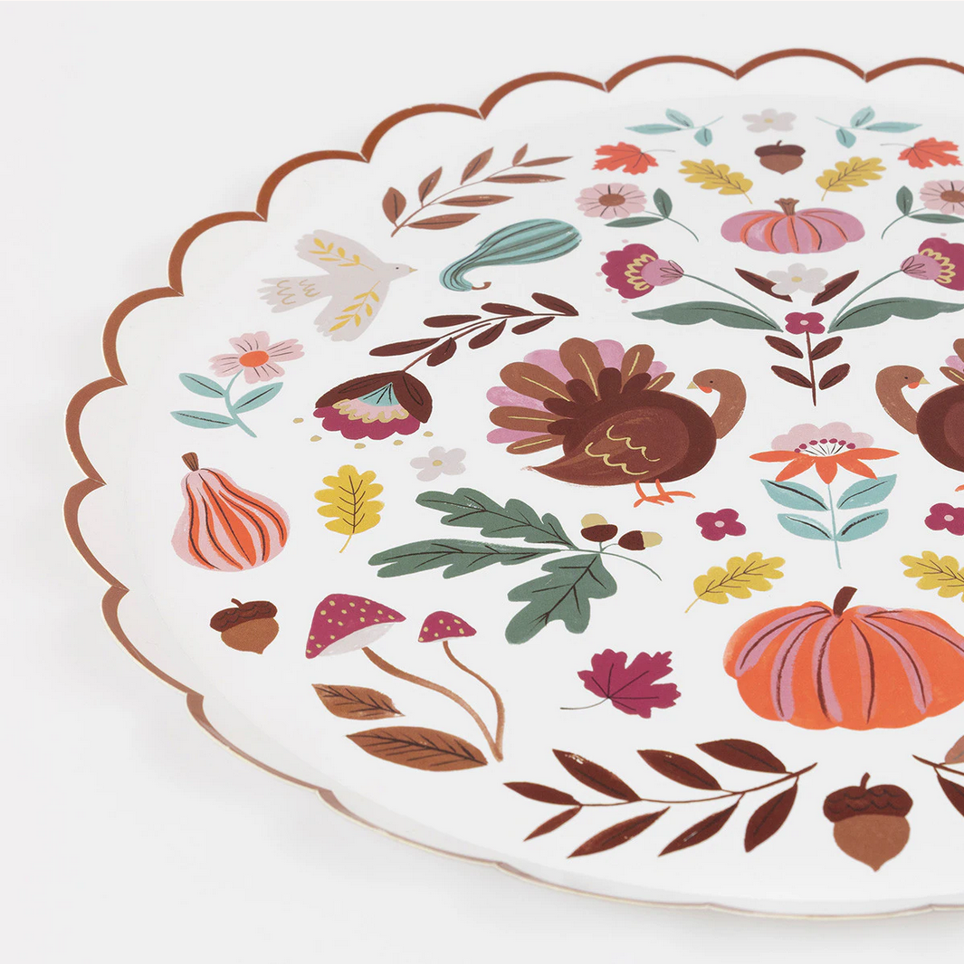 Folk Fall Dinner Plates (x8)