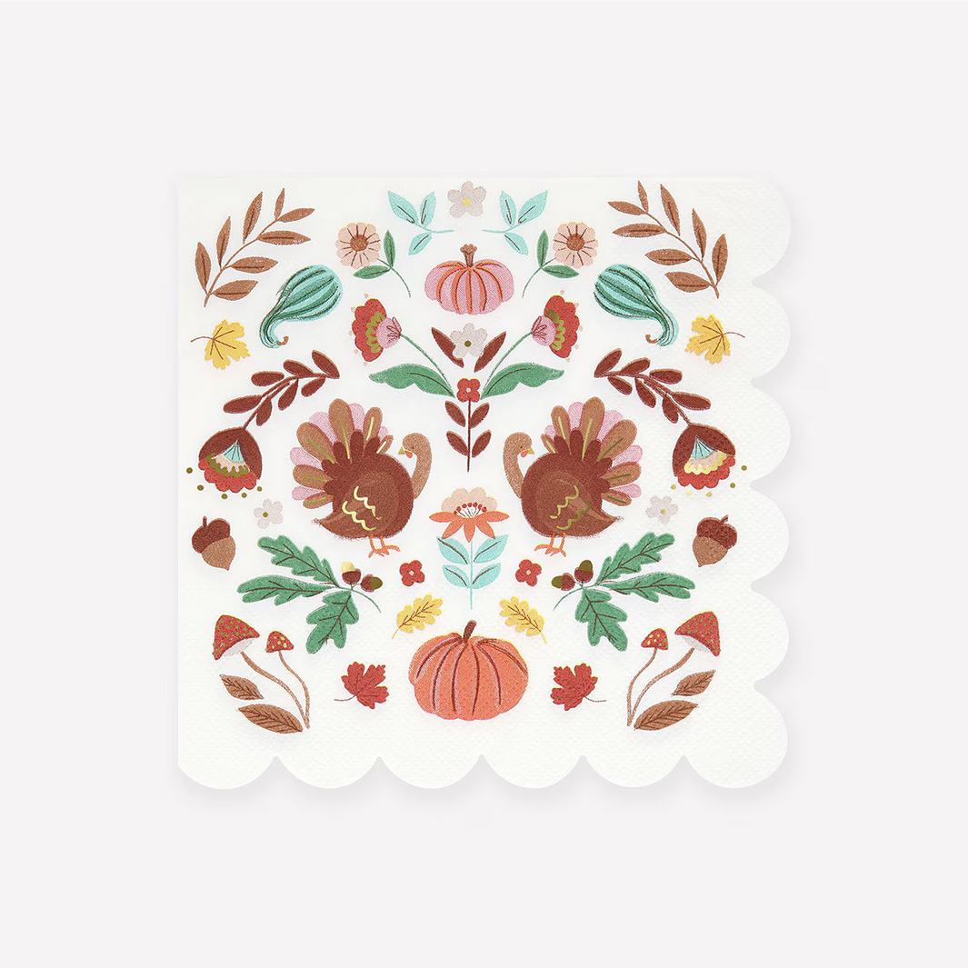 Folk Fall Large Napkins (x16)
