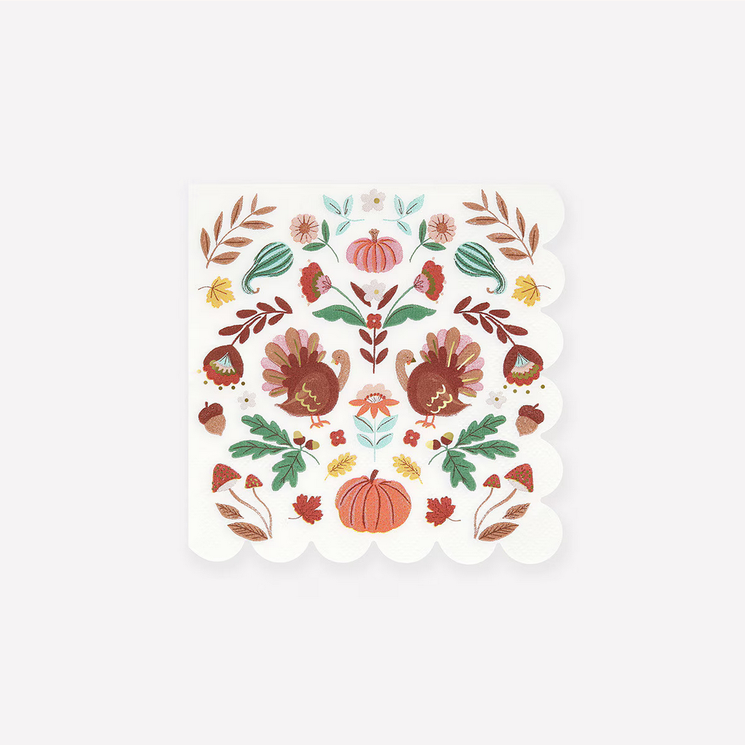 Folk Fall Small Napkins (x16)